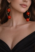 Crimson Orbit Statement Earrings